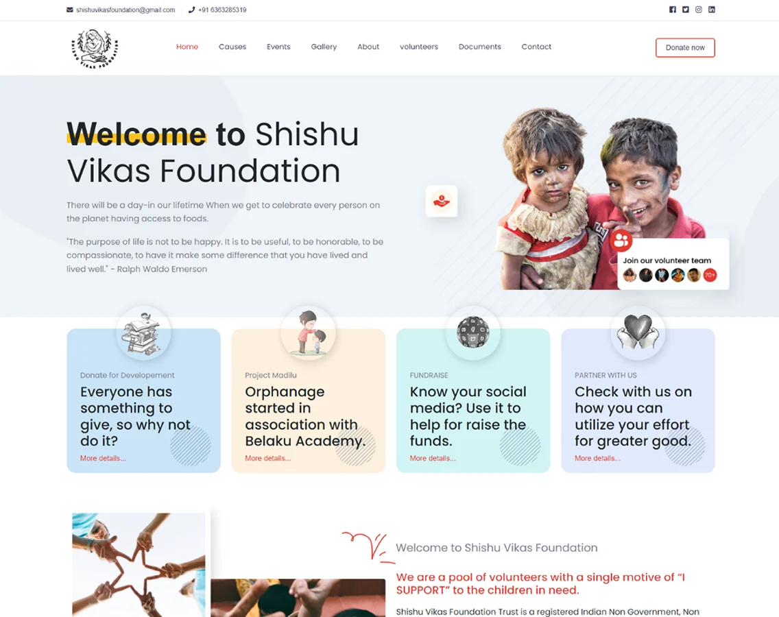 Shishu Vikas Foundation Developed by 7blue